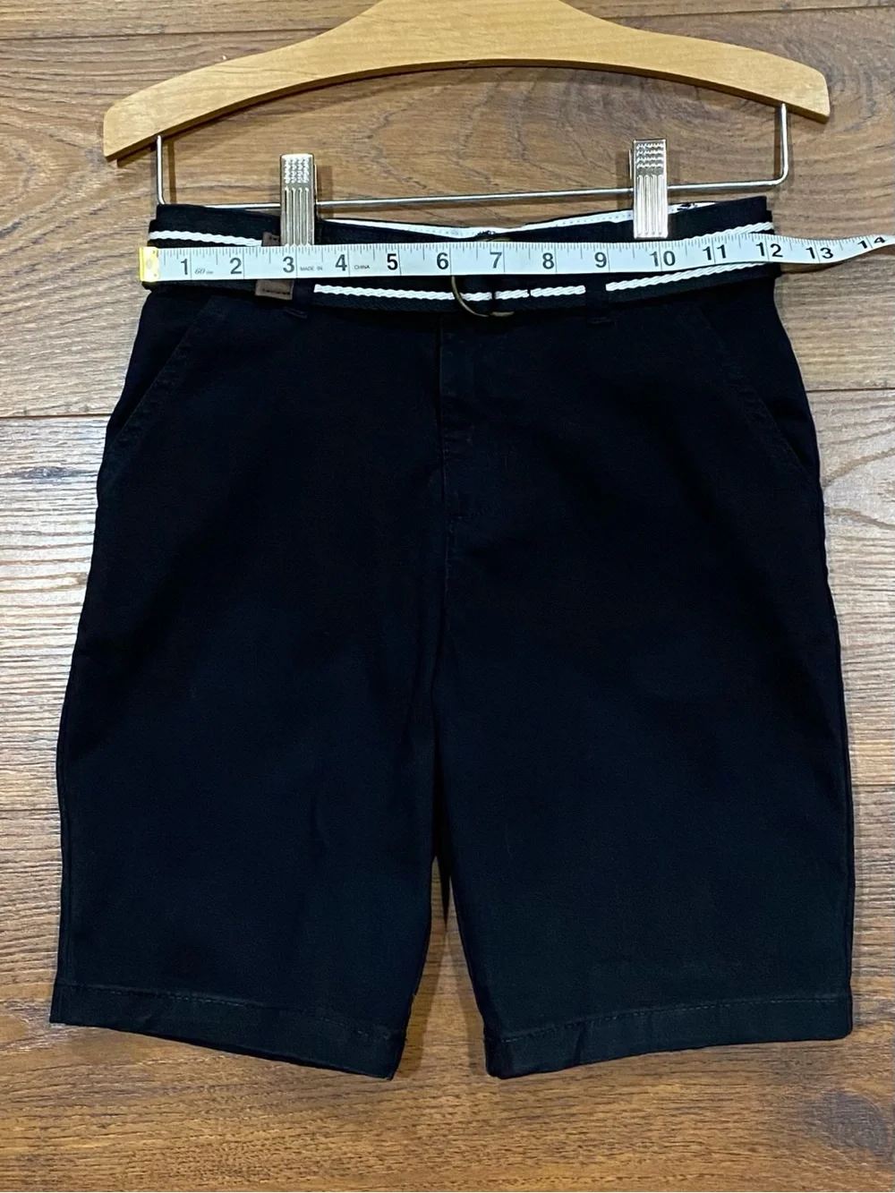 Gymboree Boys Black Wrinkle-Resistant Belted Chino Uniform Shorts Size 7